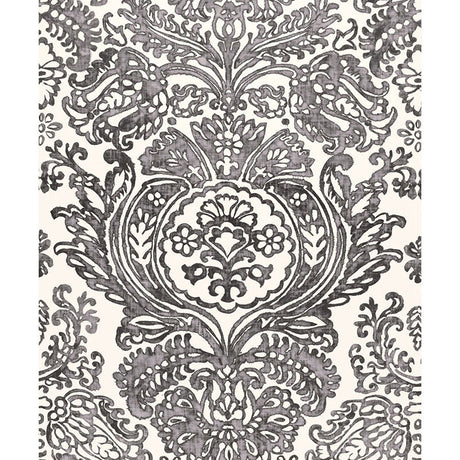 Schumacher Tremezzo Damask Graphite Fabric - Eade's Wallpaper
