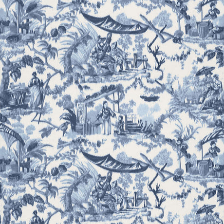 Schumacher Pavillon Chinois Lapis Fabric - Eade's Wallpaper