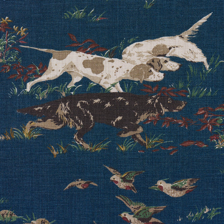 Schumacher 175163 POINTERS in INDIGO Fabric - A COUNTRY LIFE