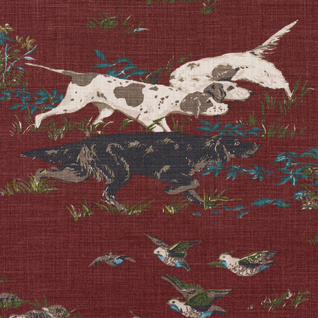 Schumacher 175165 POINTERS in BURGUNDY Fabric - A COUNTRY LI