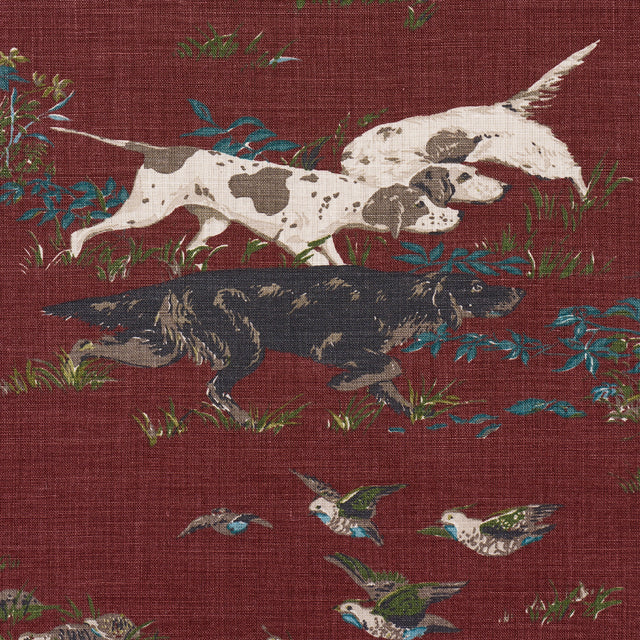 Schumacher 175165 POINTERS in BURGUNDY Fabric - A COUNTRY LI