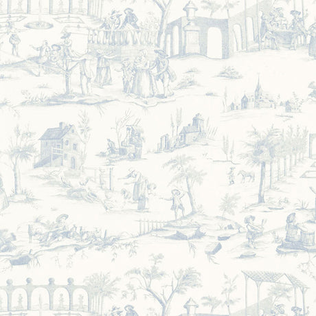 Schumacher Siena Toile Delft Fabric - Eade's Wallpaper