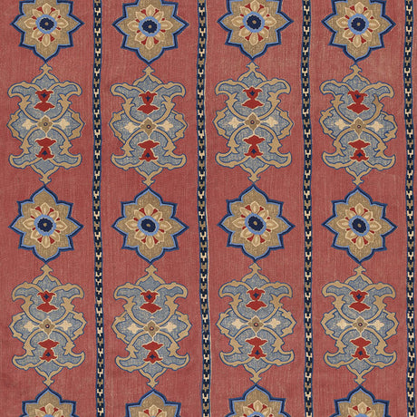 Schumacher Temara Hand Embroidered Print Pomegranate Fabric - Eade's Wallpaper