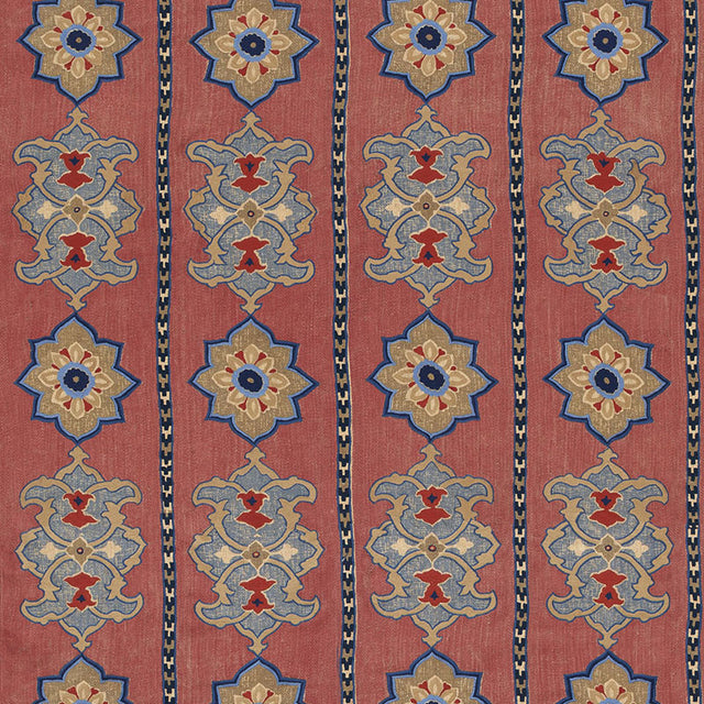 Schumacher Temara Hand Embroidered Print Pomegranate Fabric - Eade's Wallpaper