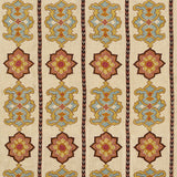 Schumacher Temara Hand Embroidered Print Spice Fabric - Eade's Wallpaper