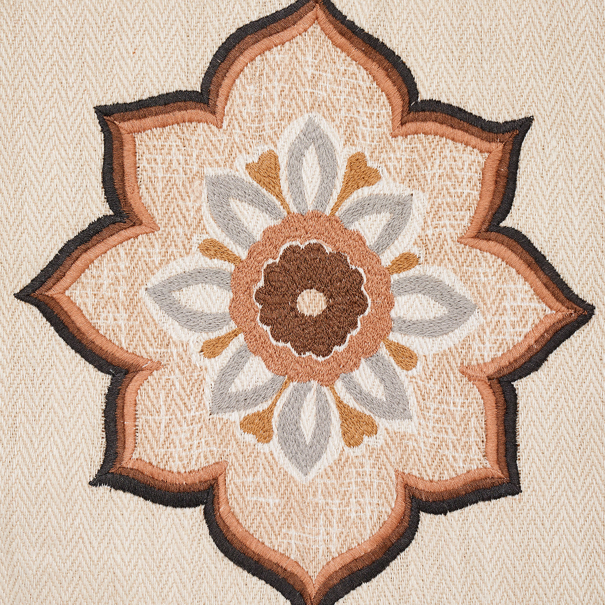 Schumacher Temara Hand Embroidered Print Natural Fabric - Eade's Wallpaper