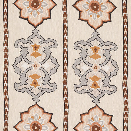 Schumacher Temara Hand Embroidered Print Natural Fabric - Eade's Wallpaper