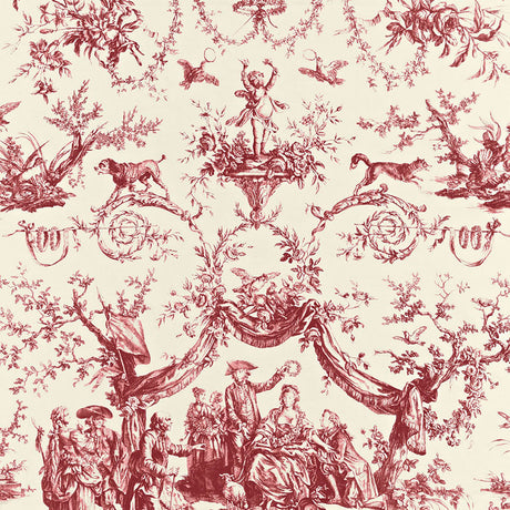 Schumacher Le Couronnement De La Rosiere Rouge Fabric - Eade's Wallpaper