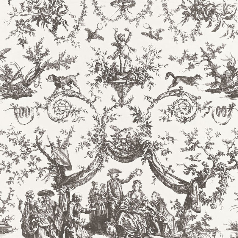 Schumacher Le Couronnement De La Rosiere Grisaille Fabric - Eade's Wallpaper