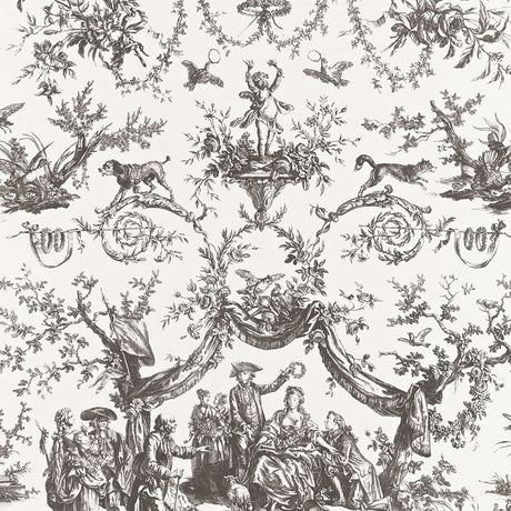 Schumacher Le Couronnement De La Rosiere Grisaille Fabric - Eade's Wallpaper