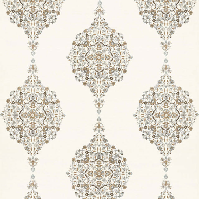 Schumacher Mehndi Linen Print Flax Fabric - Eade's Wallpaper