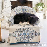 Schumacher Mehndi Linen Print Indigo Fabric - Eade's Wallpaper