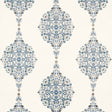 Schumacher Mehndi Linen Print Indigo Fabric - Eade's Wallpaper