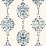 Schumacher Mehndi Linen Print Indigo Fabric - Eade's Wallpaper