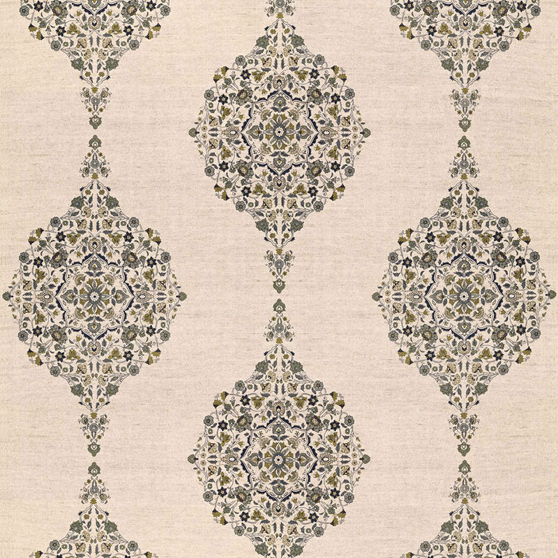 Schumacher Mehndi Linen Print Smoke Fabric - Eade's Wallpaper