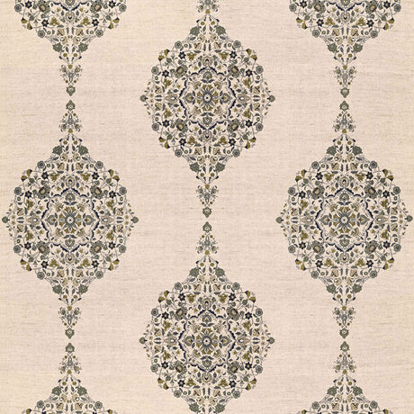 Schumacher Mehndi Linen Print Smoke Fabric - Eade's Wallpaper