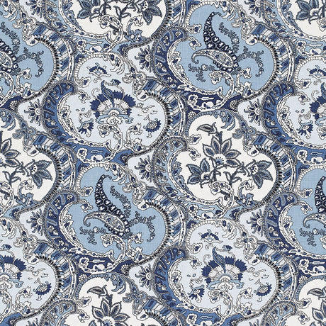 Schumacher Pickfair Paisley Pacific Fabric - Eade's Wallpaper