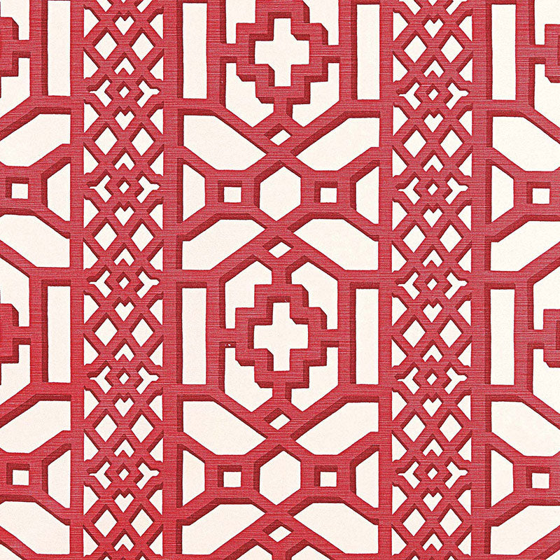 Schumacher Zanzibar Trellis Chintz Lacquer Fabric - Eade's Wallpaper