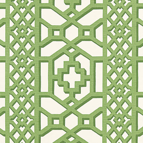 Schumacher Zanzibar Trellis Matte Jade Fabric - Eade's Wallpaper