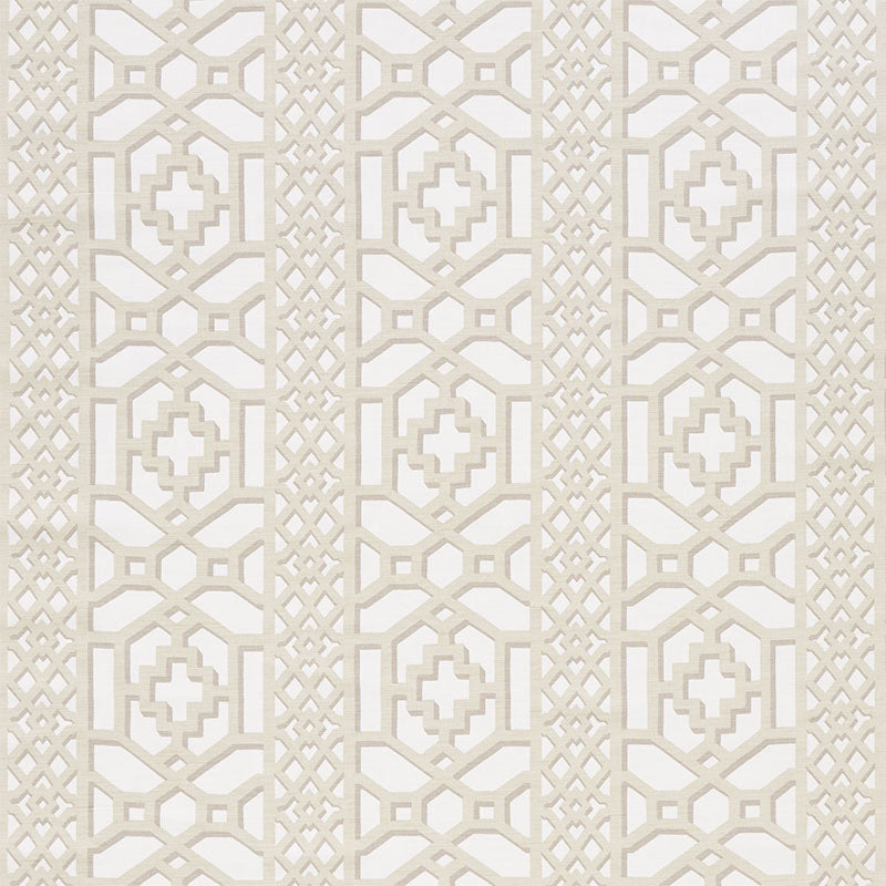 Schumacher Zanzibar Trellis Matte Sand Fabric - Eade's Wallpaper