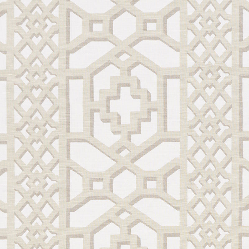 Schumacher Zanzibar Trellis Matte Sand Fabric - Eade's Wallpaper