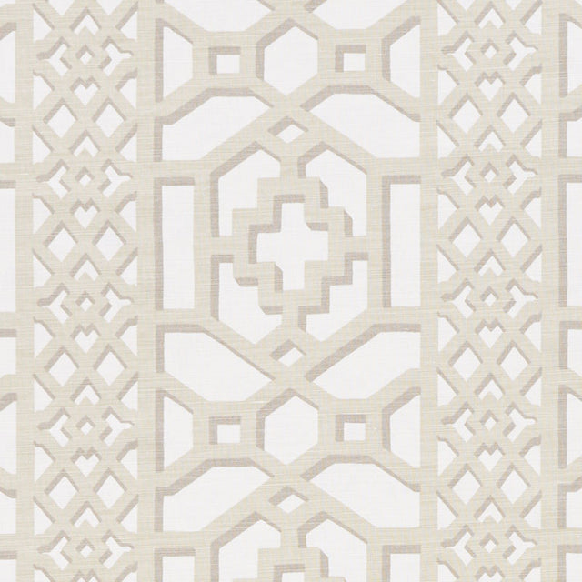 Schumacher Zanzibar Trellis Matte Sand Fabric - Eade's Wallpaper