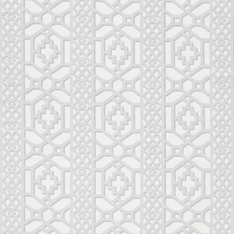 Schumacher Zanzibar Trellis Matte Cloud Fabric - Eade's Wallpaper