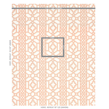 Schumacher Zanzibar Trellis Coral Fabric - Eade's Wallpaper