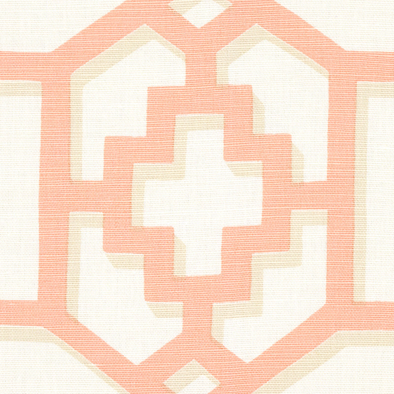 Schumacher Zanzibar Trellis Coral Fabric - Eade's Wallpaper