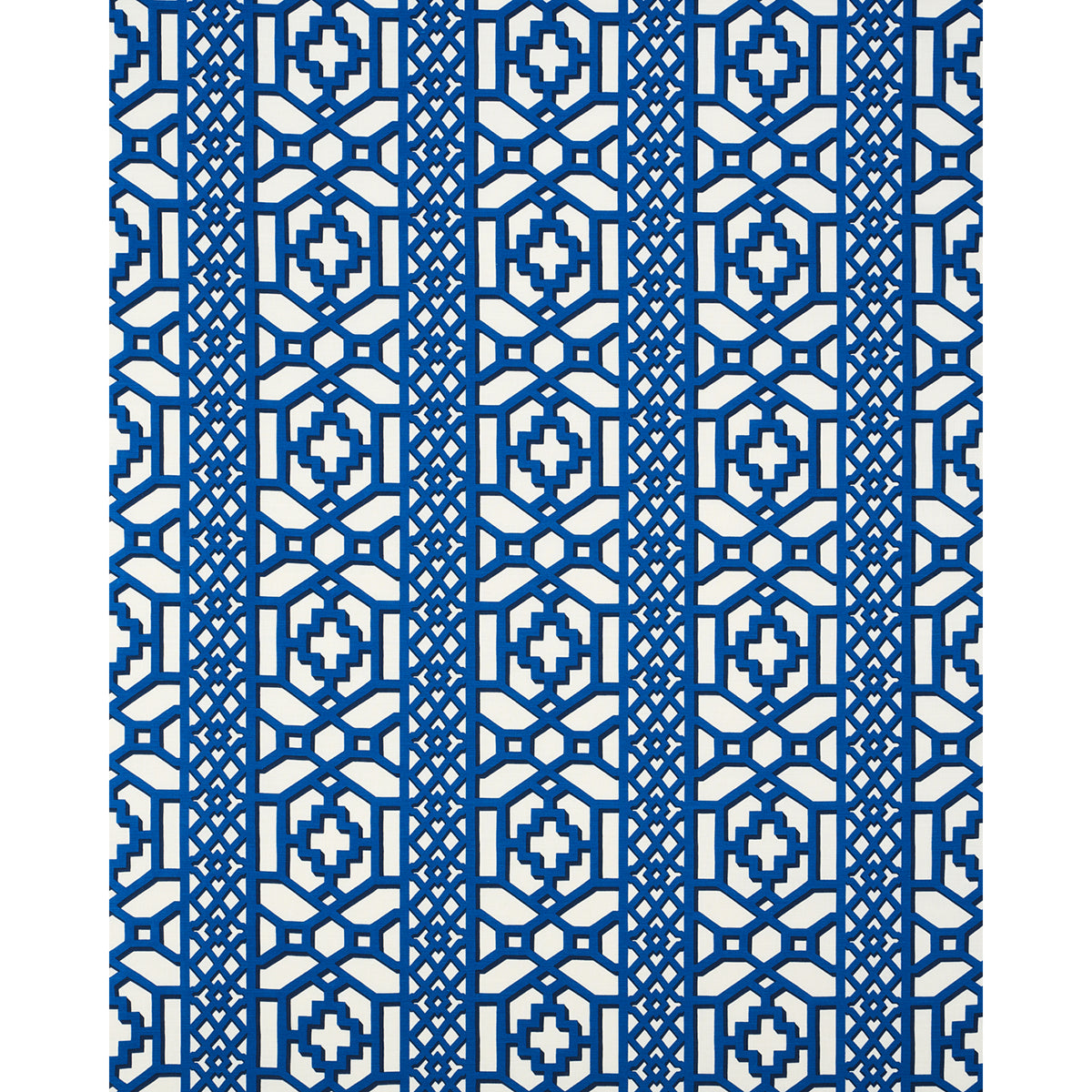 Schumacher Zanzibar Trellis Navy Fabric - Eade's Wallpaper