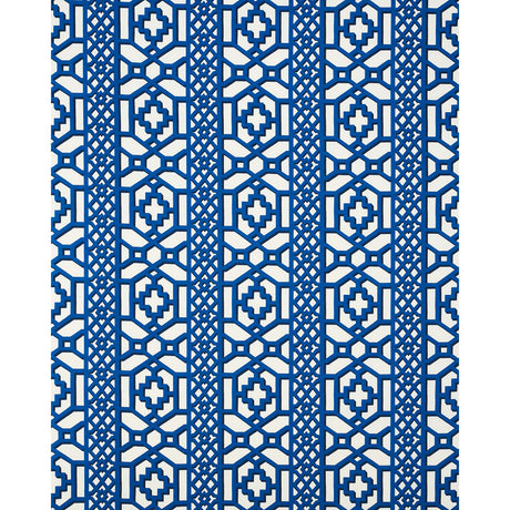 Schumacher Zanzibar Trellis Navy Fabric - Eade's Wallpaper
