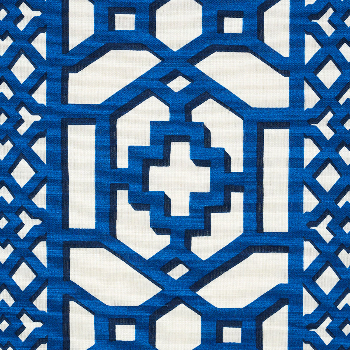 Schumacher Zanzibar Trellis Navy Fabric - Eade's Wallpaper