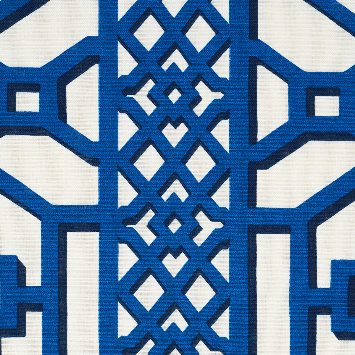 Schumacher Zanzibar Trellis Navy Fabric - Eade's Wallpaper