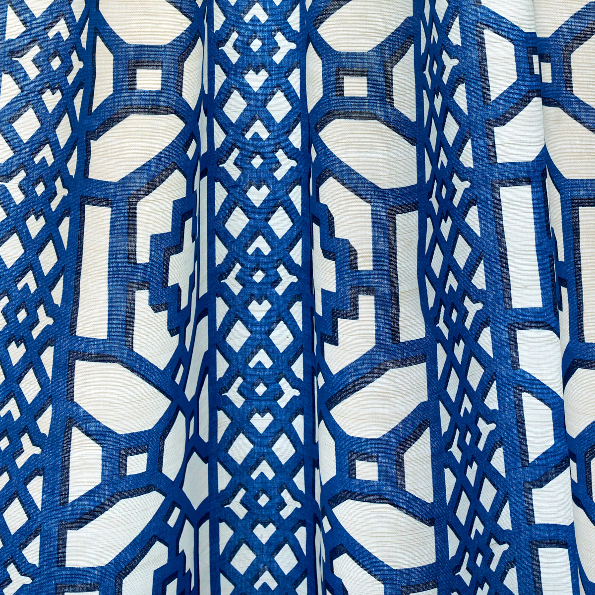 Schumacher Zanzibar Trellis Navy Fabric - Eade's Wallpaper