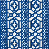 Schumacher Zanzibar Trellis Navy Fabric - Eade's Wallpaper