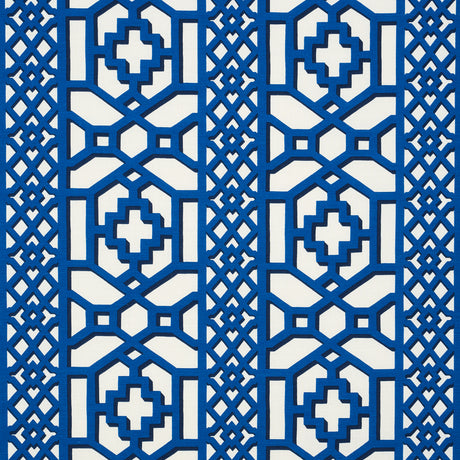 Schumacher Zanzibar Trellis Navy Fabric - Eade's Wallpaper