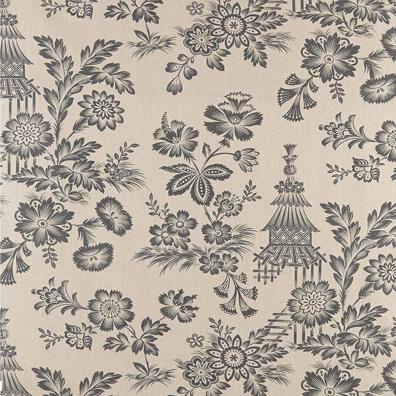 Schumacher Song Garden Greige Fabric - Eade's Wallpaper