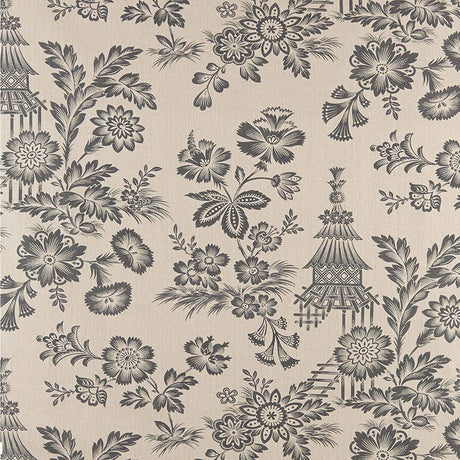 Schumacher Song Garden Greige Fabric - Eade's Wallpaper