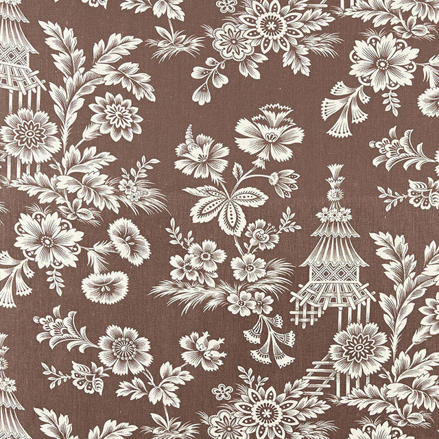 Schumacher Song Garden Cocoa Fabric - Eade's Wallpaper