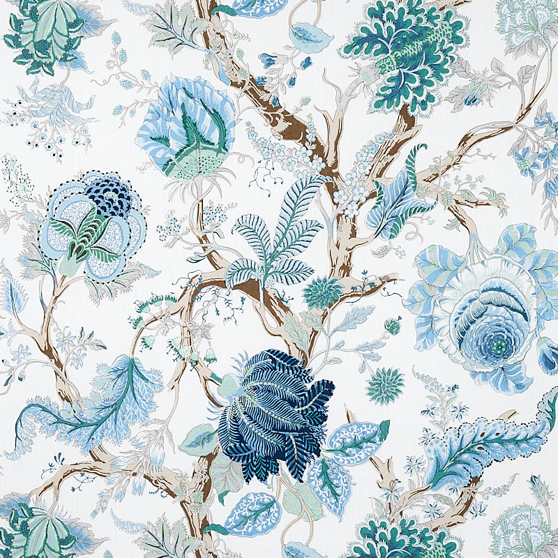 Schumacher Indian Arbre Peacock & Emerald Fabric
