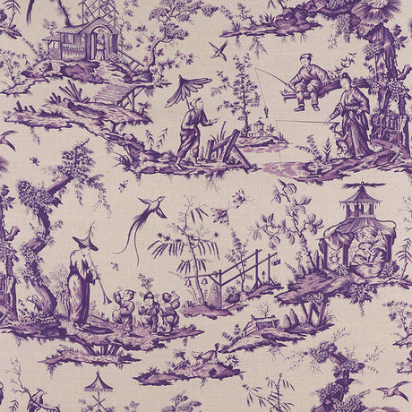 Schumacher Shengyou Toile Iris Fabric - Eade's Wallpaper