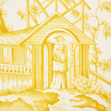 Schumacher Shengyou Toile Yellow Fabric - Eade's Wallpaper