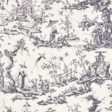 Schumacher Shengyou Toile Black Fabric - Eade's Wallpaper