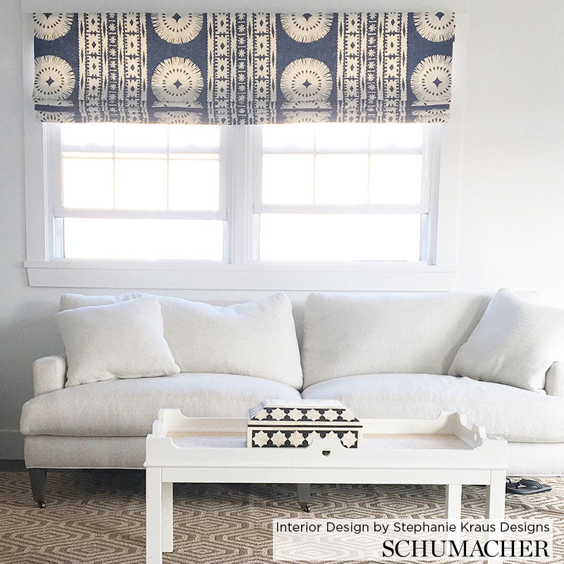 Schumacher Bora Bora Print Marine Fabric
