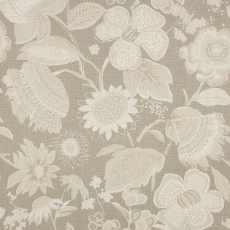 Schumacher Tikki Garden Linen Sea Oyster Fabric - Eade's Wallpaper