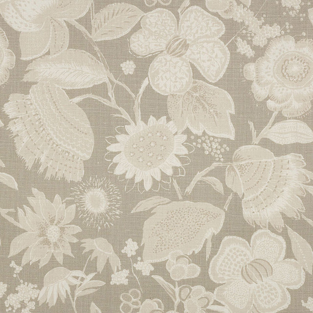 Schumacher Tikki Garden Linen Sea Oyster Fabric - Eade's Wallpaper
