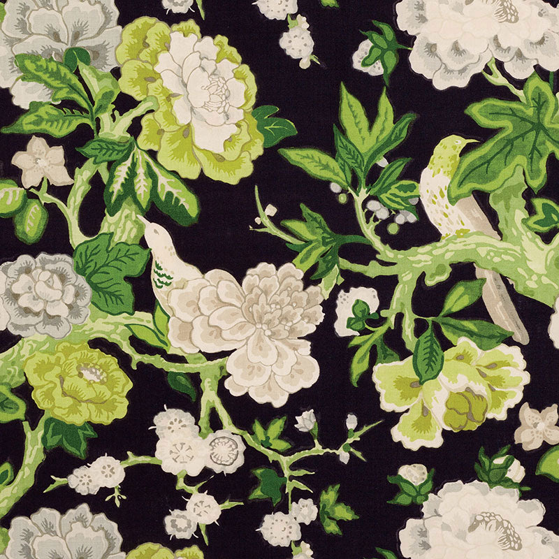 Schumacher Bermuda Blossoms Jet Fabric