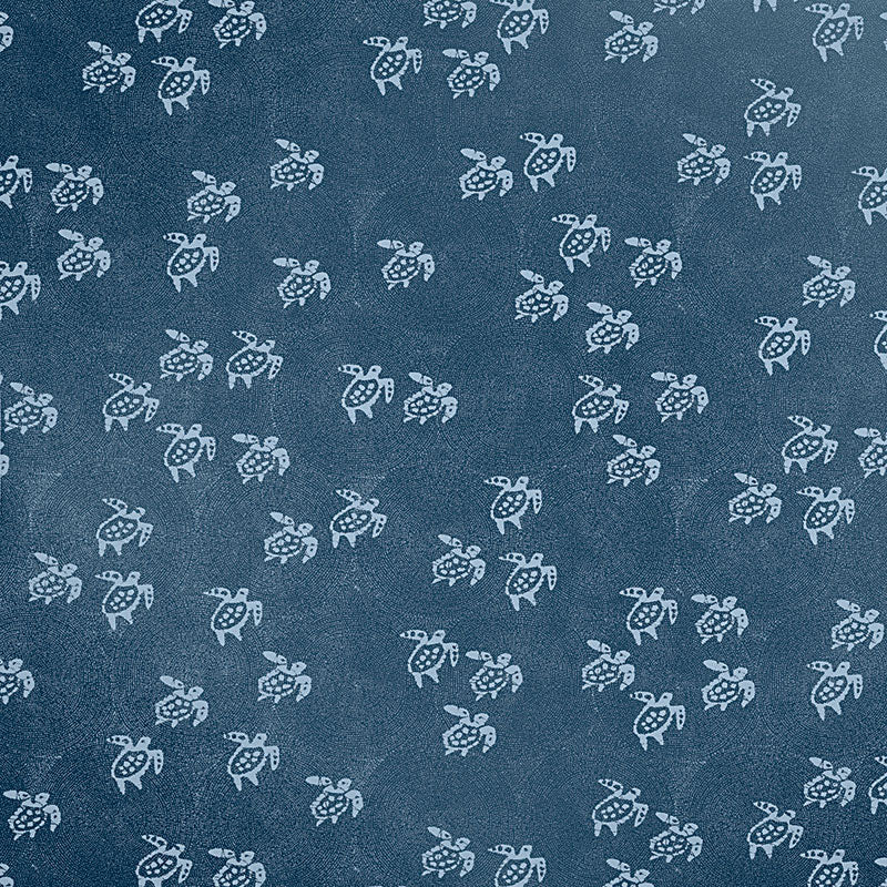 Schumacher Painted Turtles Indoor/Outdoor Aegean Fabric - Eade's Wallpaper