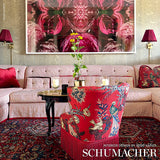 Schumacher Peacock Red Fabric - Eade's Wallpaper