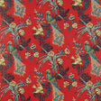 Schumacher Peacock Red Fabric - Eade's Wallpaper